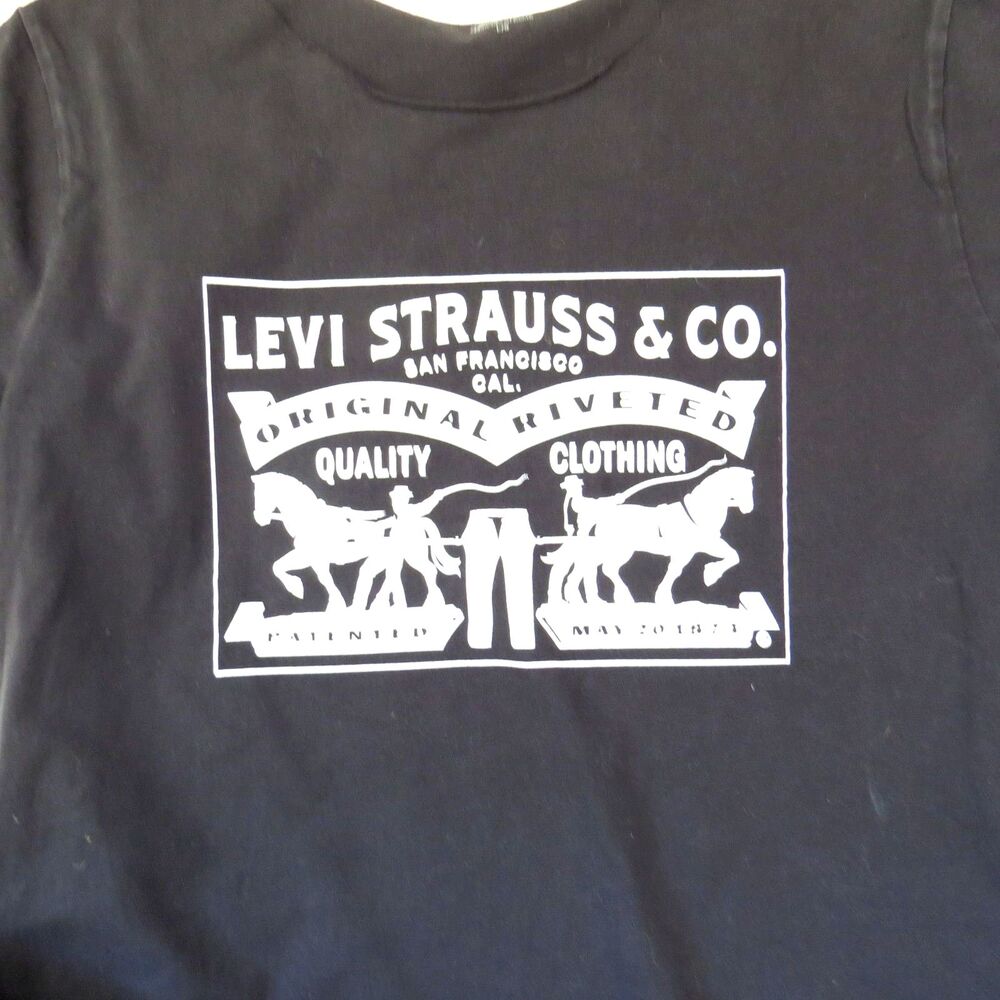 Levi's Men's (unisex) 2 Horse Pull Graphic T Retro Cotton Black L EUC - Picture 3 of 6